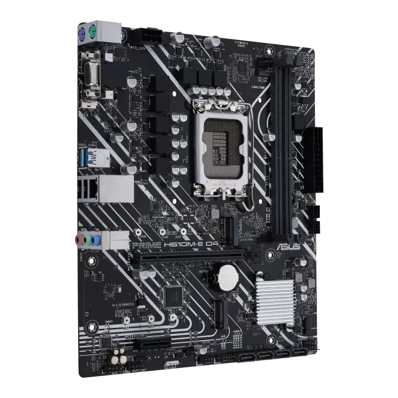 نمای کامل مادربرد ASUS PRIME H610M-E D4-CSM با چیپست H610